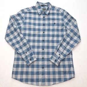 Eddie Bauer Shirt Mens Tall Large Blue‎ Gray Plaid Button Down Relaxed Fit